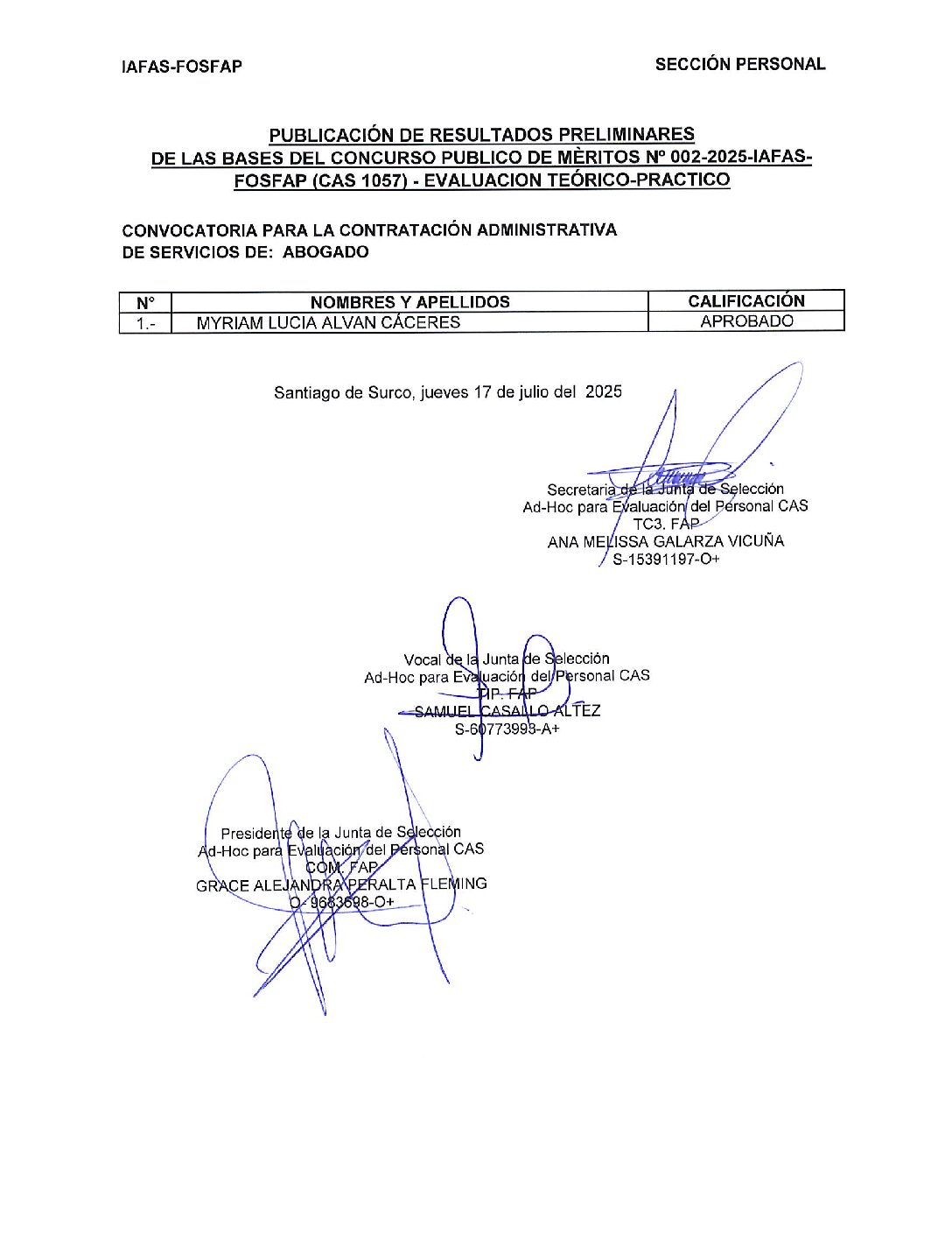 RESULTADO EXAMEN CONOCIMIENTOS