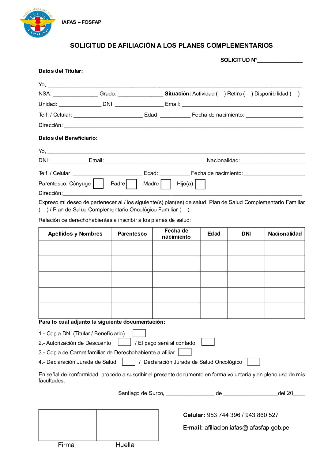 FORMATO DE AFILIACIÓN