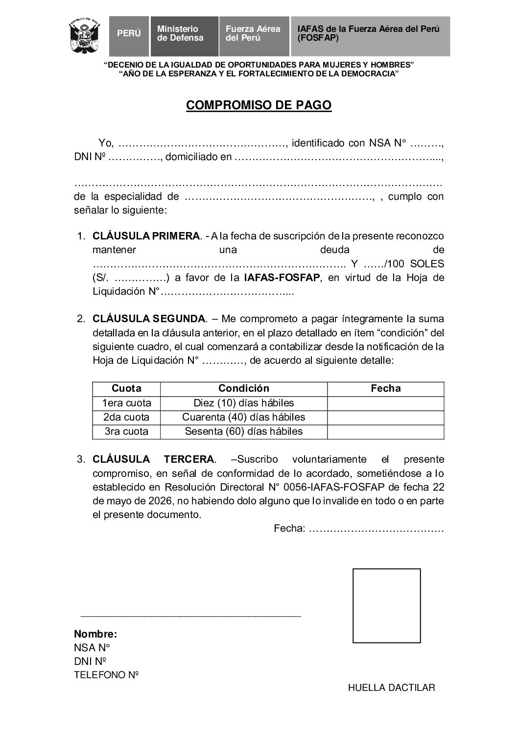 COMPROMISO DE PAGO REAFILIACIÓN